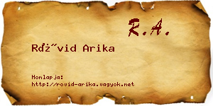 Rövid Arika névjegykártya